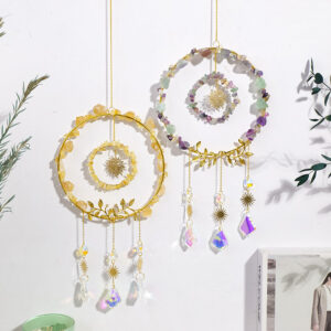 Natural Crystal Chip Ring Sun Catcher Wind Chime RS-0255