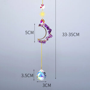 Natural Amethyst Chip Hollow Moon Sun Catcher RS-0239