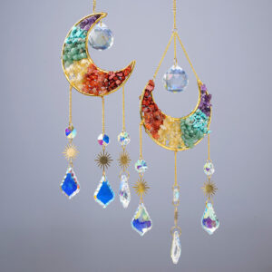 Natural Crystal Chip Moon Sun Catcher RS-0257