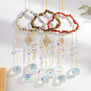 Natural Crystal Chip Cloud Sun Catcher Raw Crystal Wind Chime RS-0241