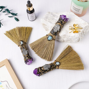 Natural Amethyst Tooth Flower Mini Crystal Broom RS-0233