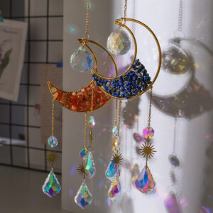 Natural Amethyst Chip Moon Sun Catcher RS-0251