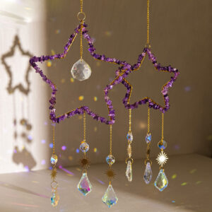 Natural Crystal Chip Five-Pointed Star Sun Catcher Wind Chime RS-0246